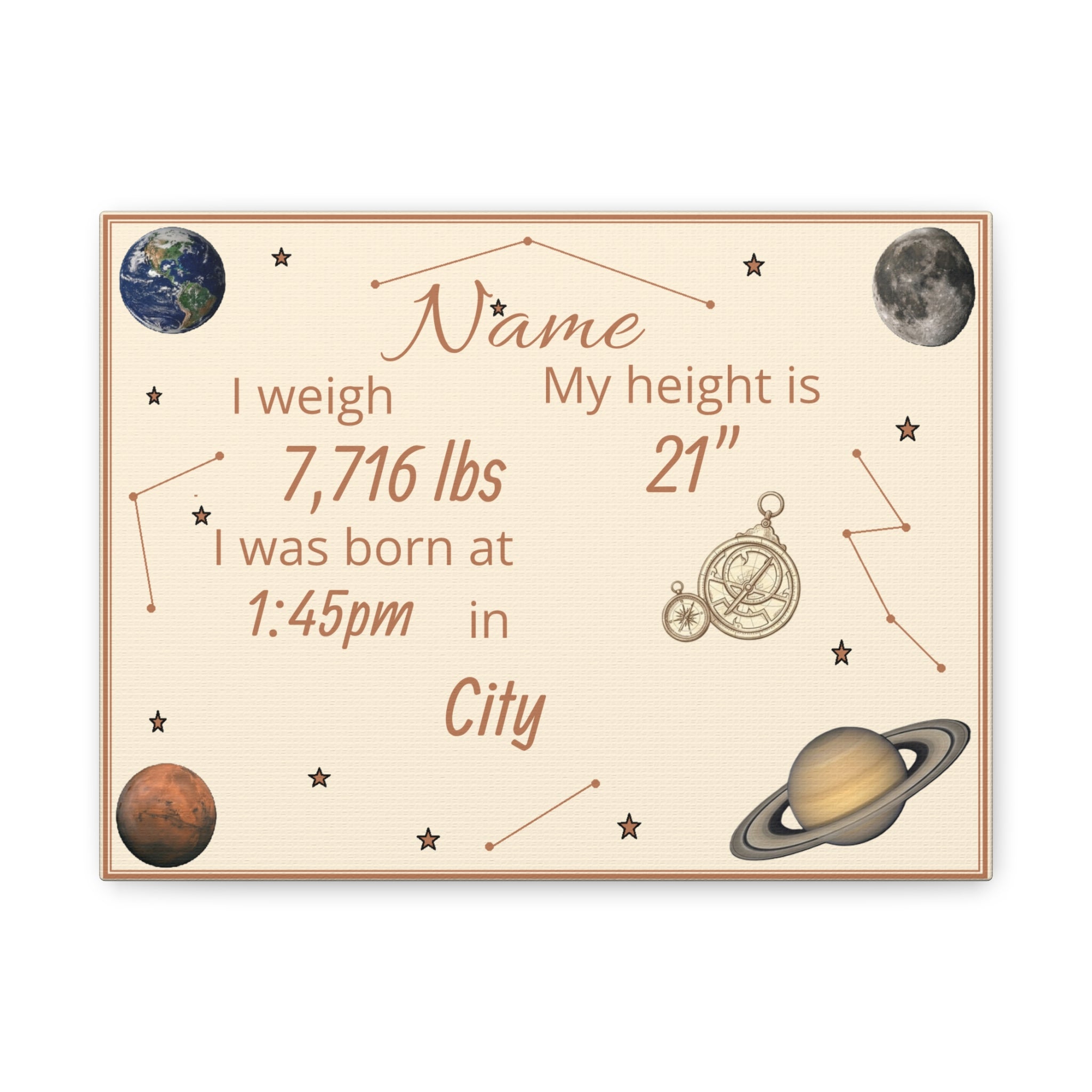 Personalized baby poster Planet Edition