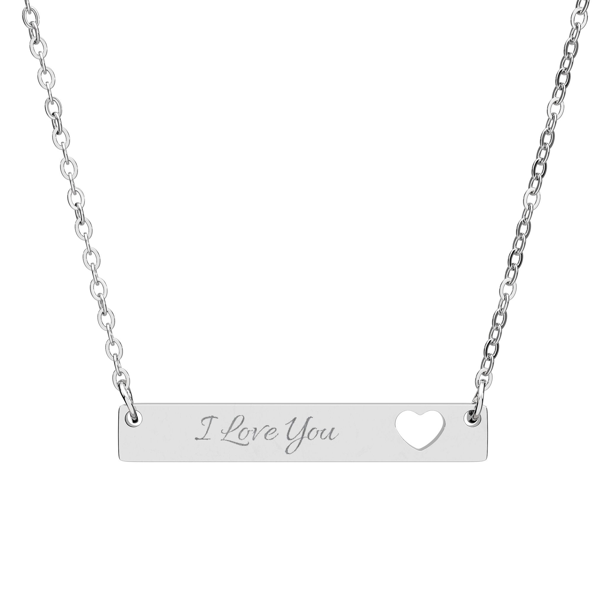 Cutout Heart Bar Necklace