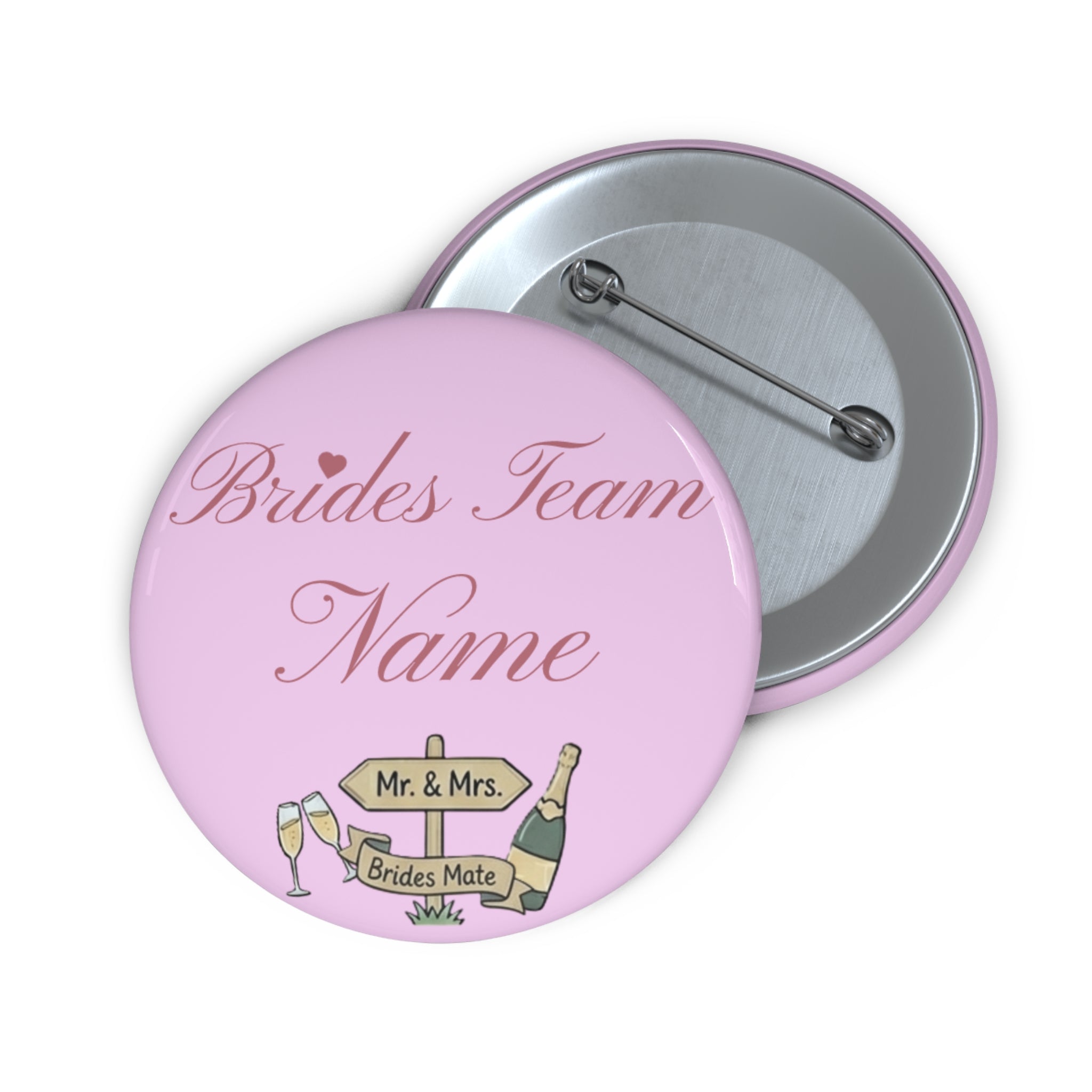 Personalized 'Bride's Team' Pin Button — Custom Bridal Party Pins