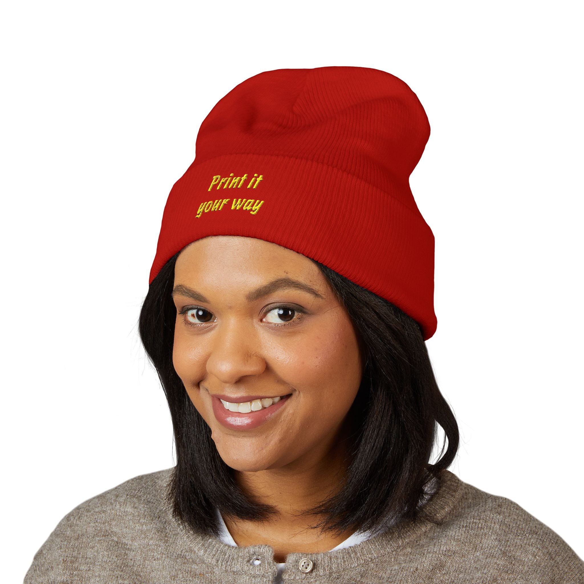 Personalizable Classic Cuffed Beanie — Embroidered Custom Knit Hat