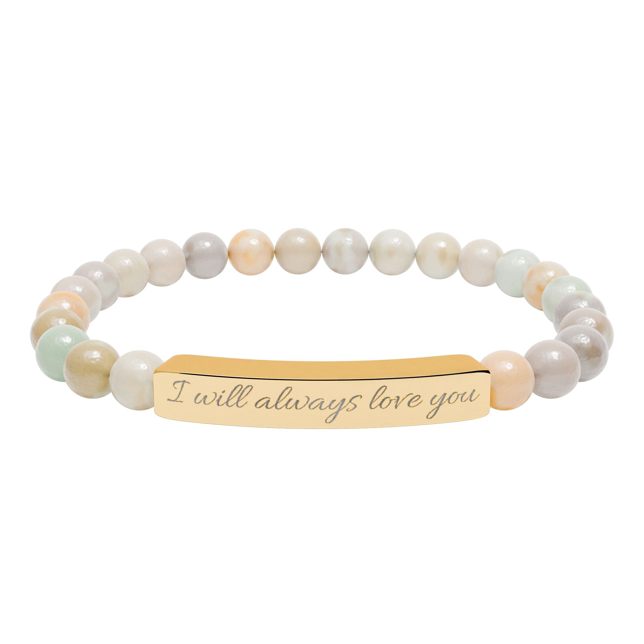 Natural Stone Stretch Bar Bracelet (Engraving)