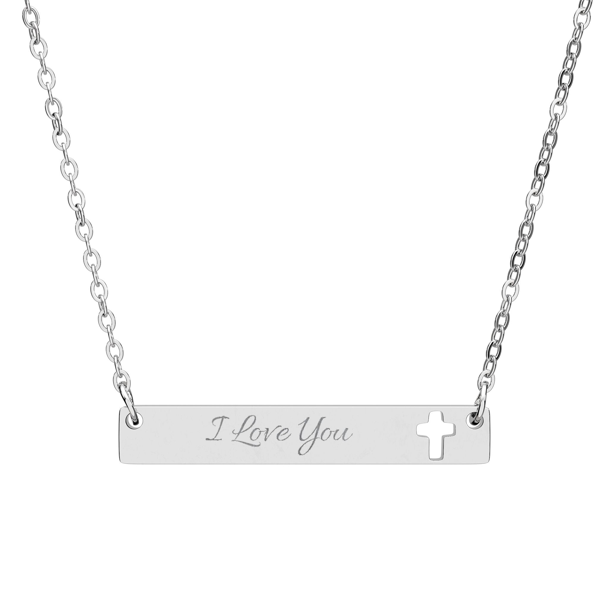 Personalized Cutout Cross Bar Necklace