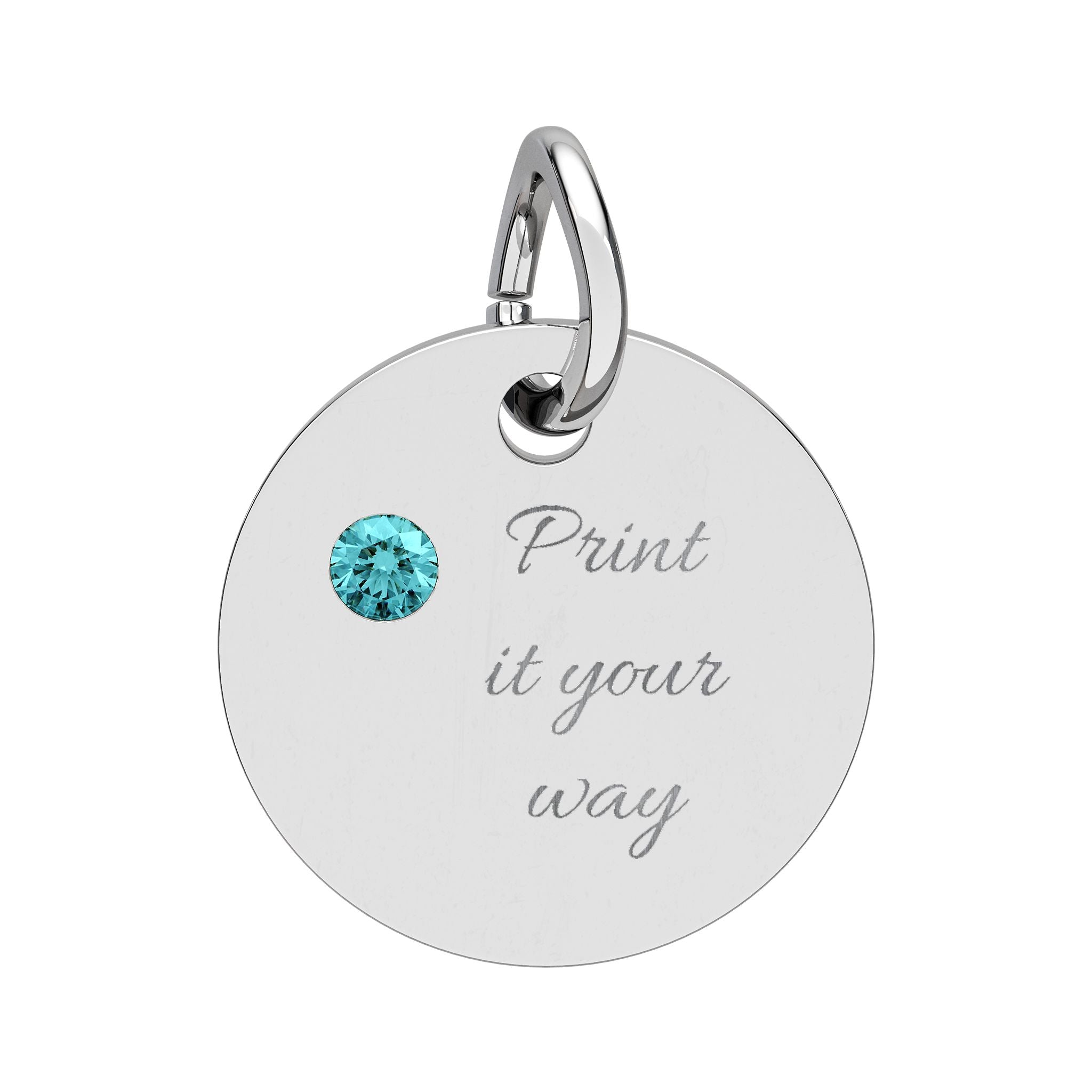 Birthstone Circle Charm (Engraving)