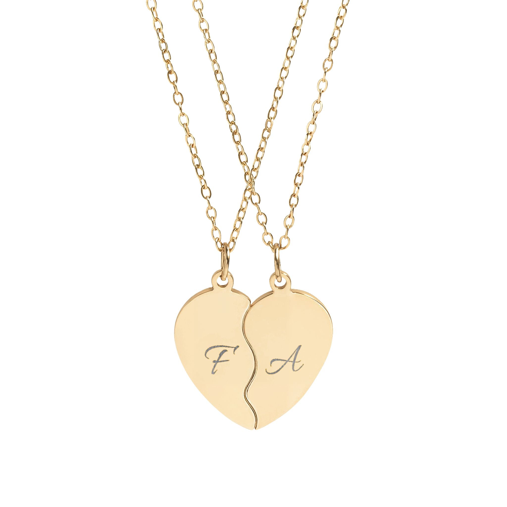 Personalized heart necklace set with engraving