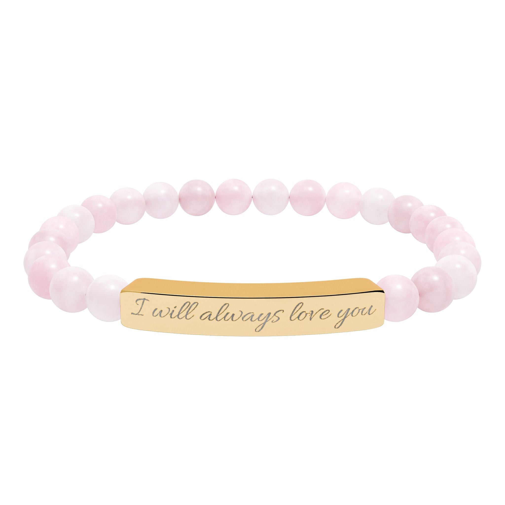 Natural Stone Stretch Bar Bracelet (Engraving)