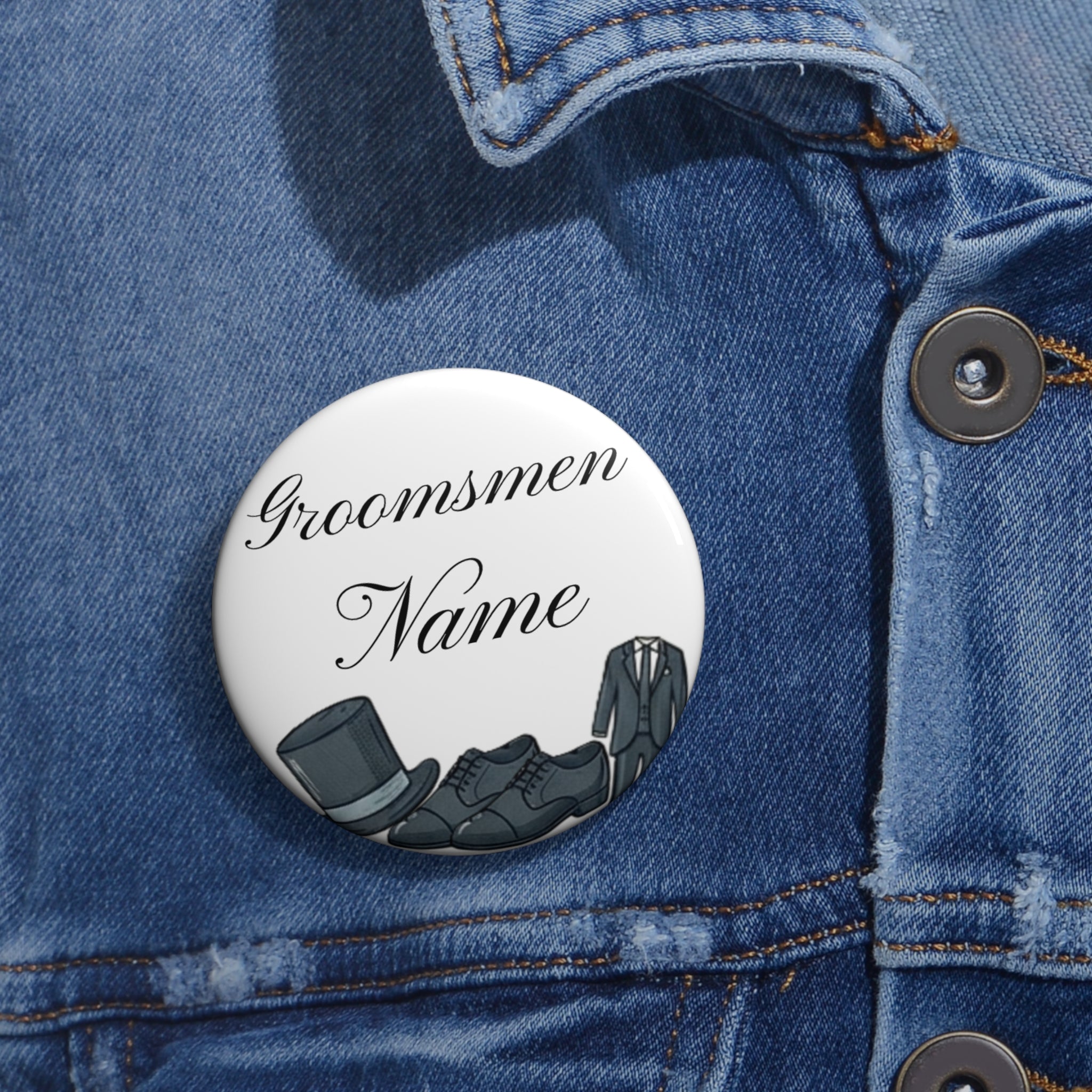 Personalized Groomsmen Pin Button — Custom Wedding Party Pins