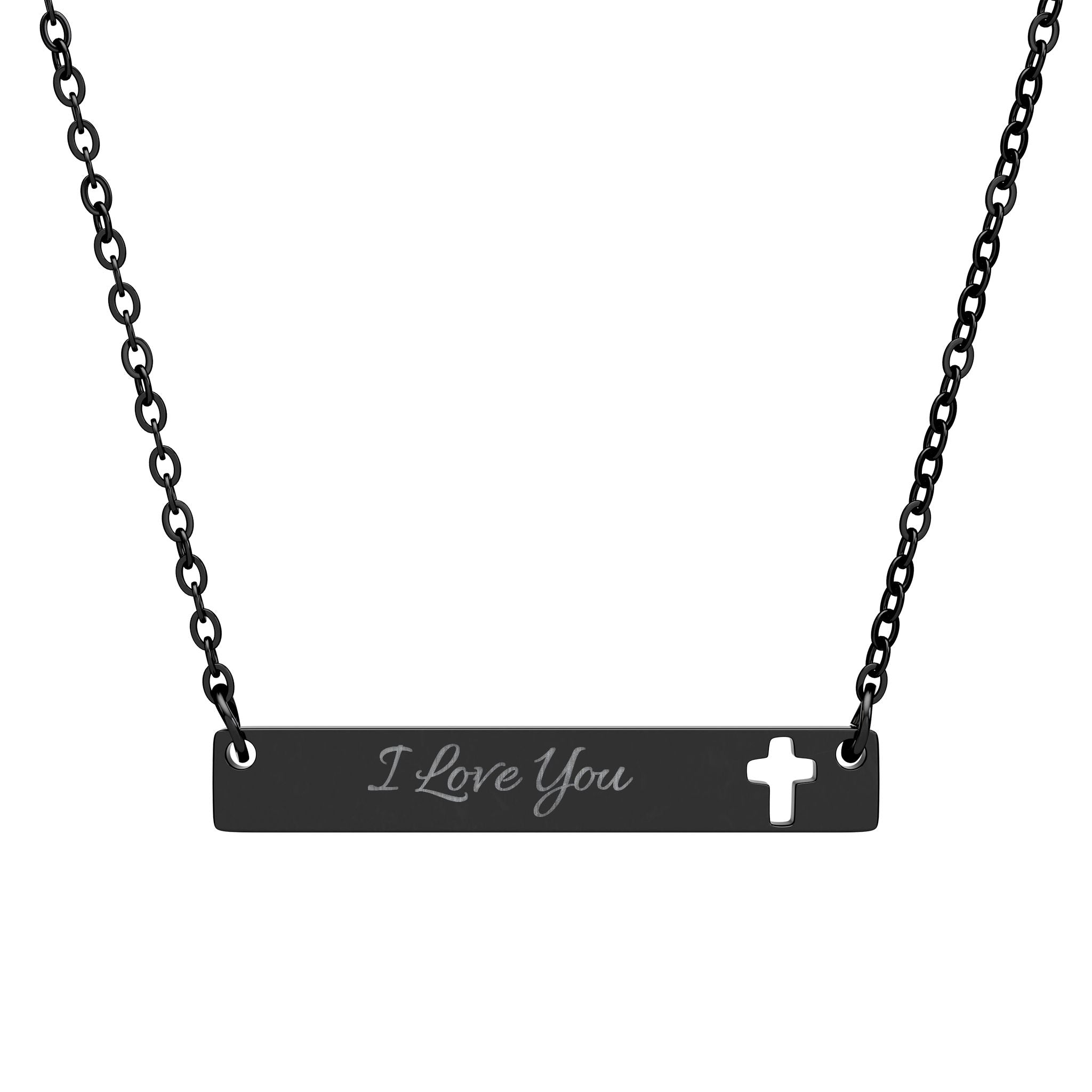 Personalized Cutout Cross Bar Necklace