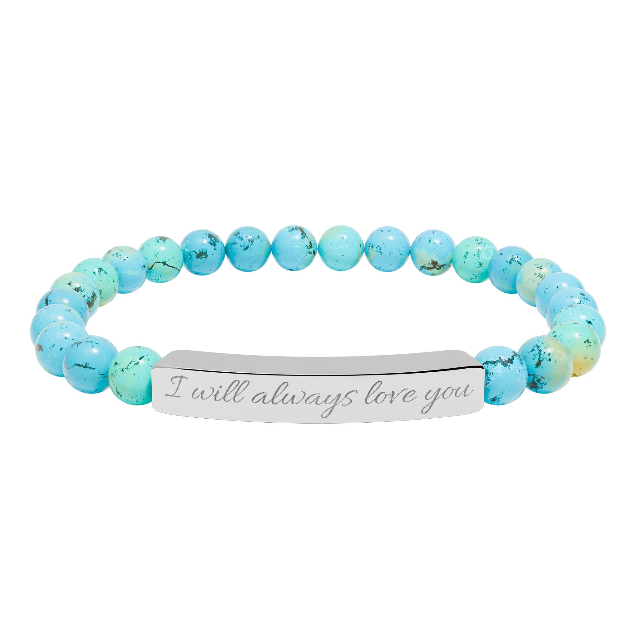 Natural Stone Stretch Bar Bracelet (Engraving)