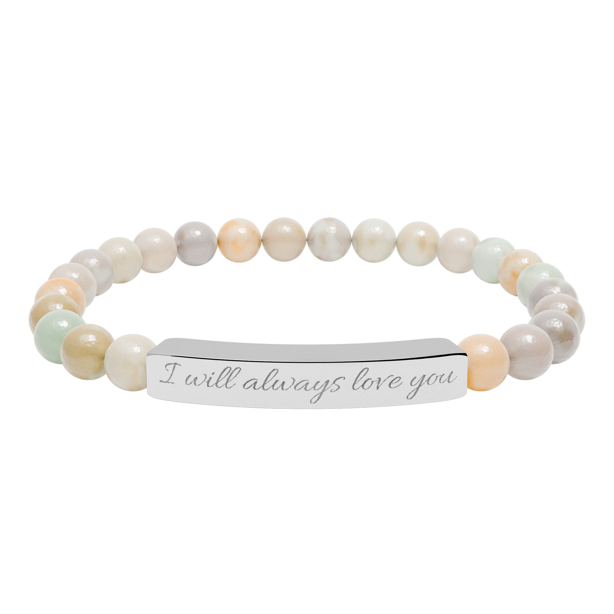 Natural Stone Stretch Bar Bracelet (Engraving)