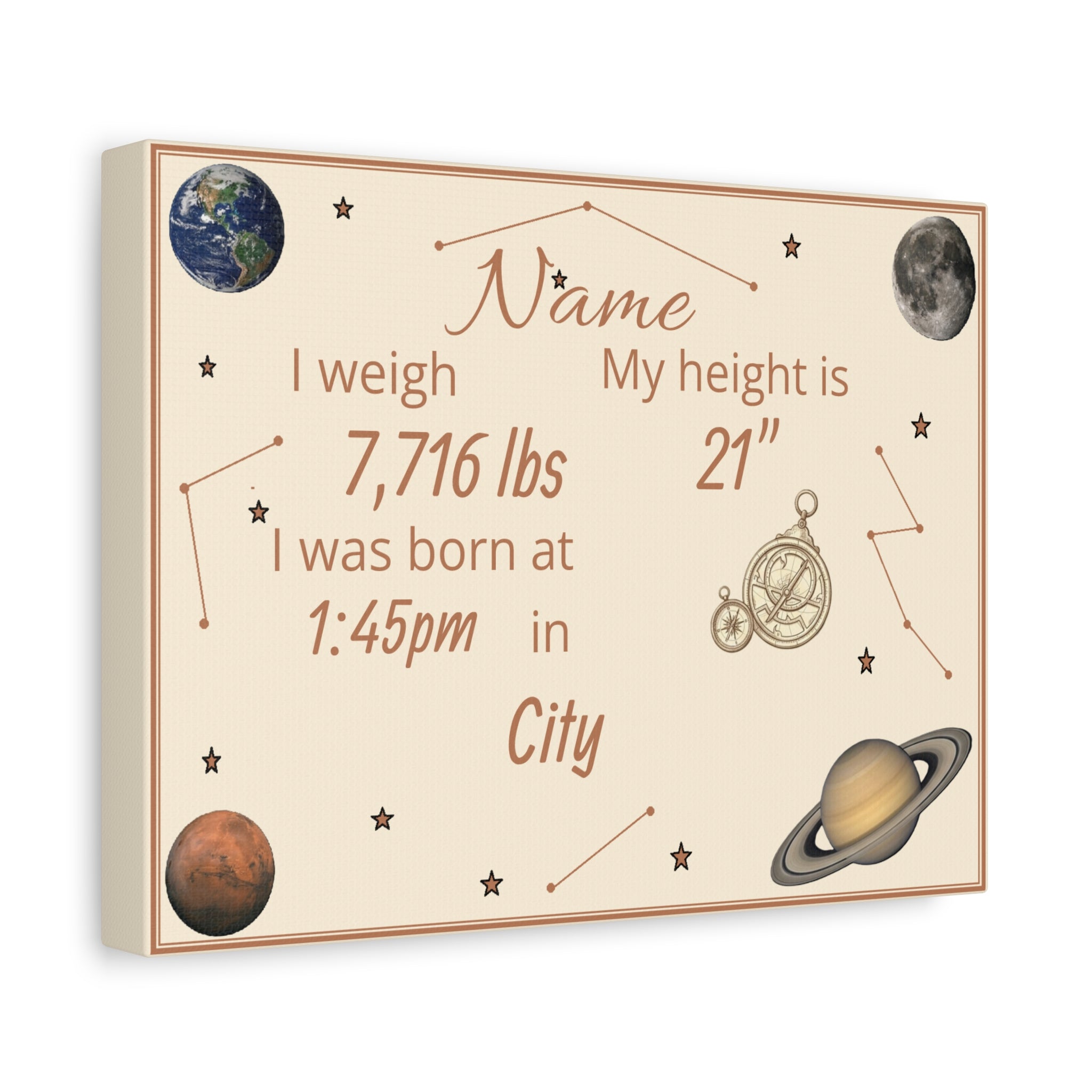 Personalized baby poster Planet Edition