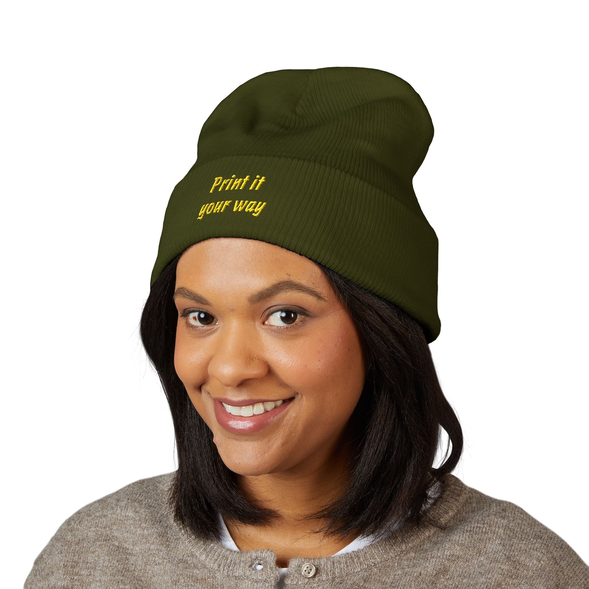 Personalizable Classic Cuffed Beanie — Embroidered Custom Knit Hat