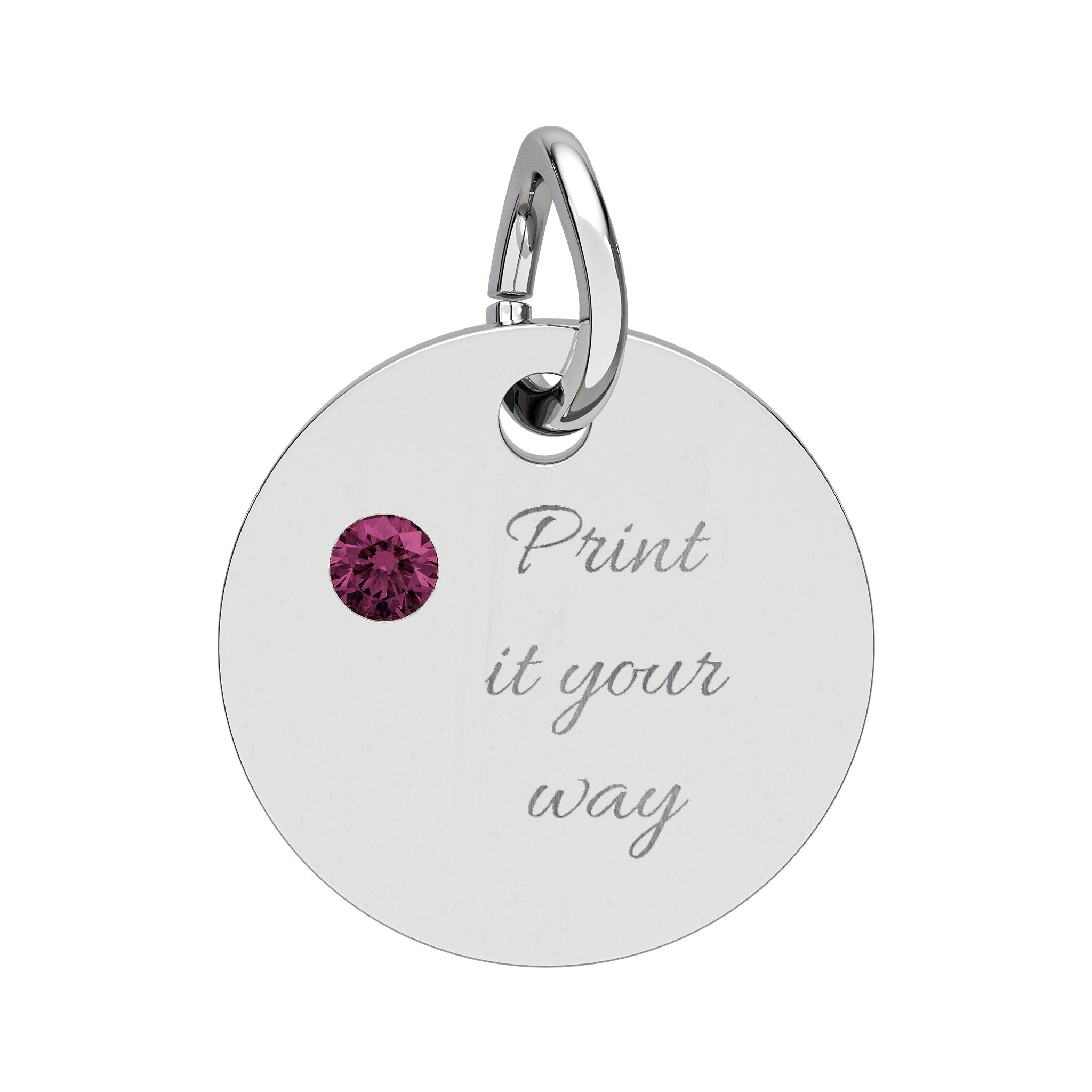 Birthstone Circle Charm (Engraving)
