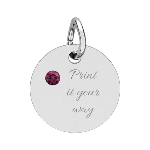 Birthstone Circle Charm (Engraving)