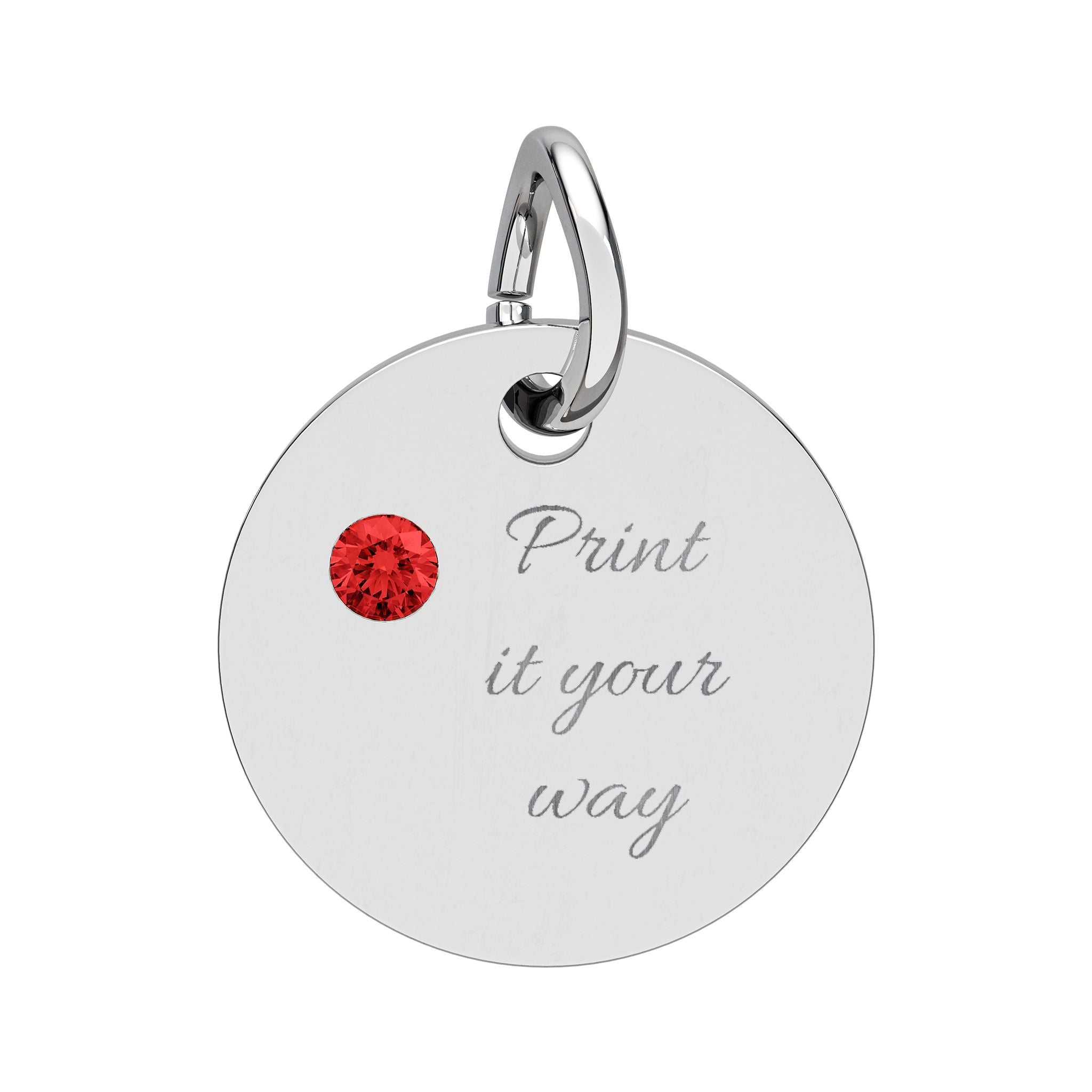 Birthstone Circle Charm (Engraving)