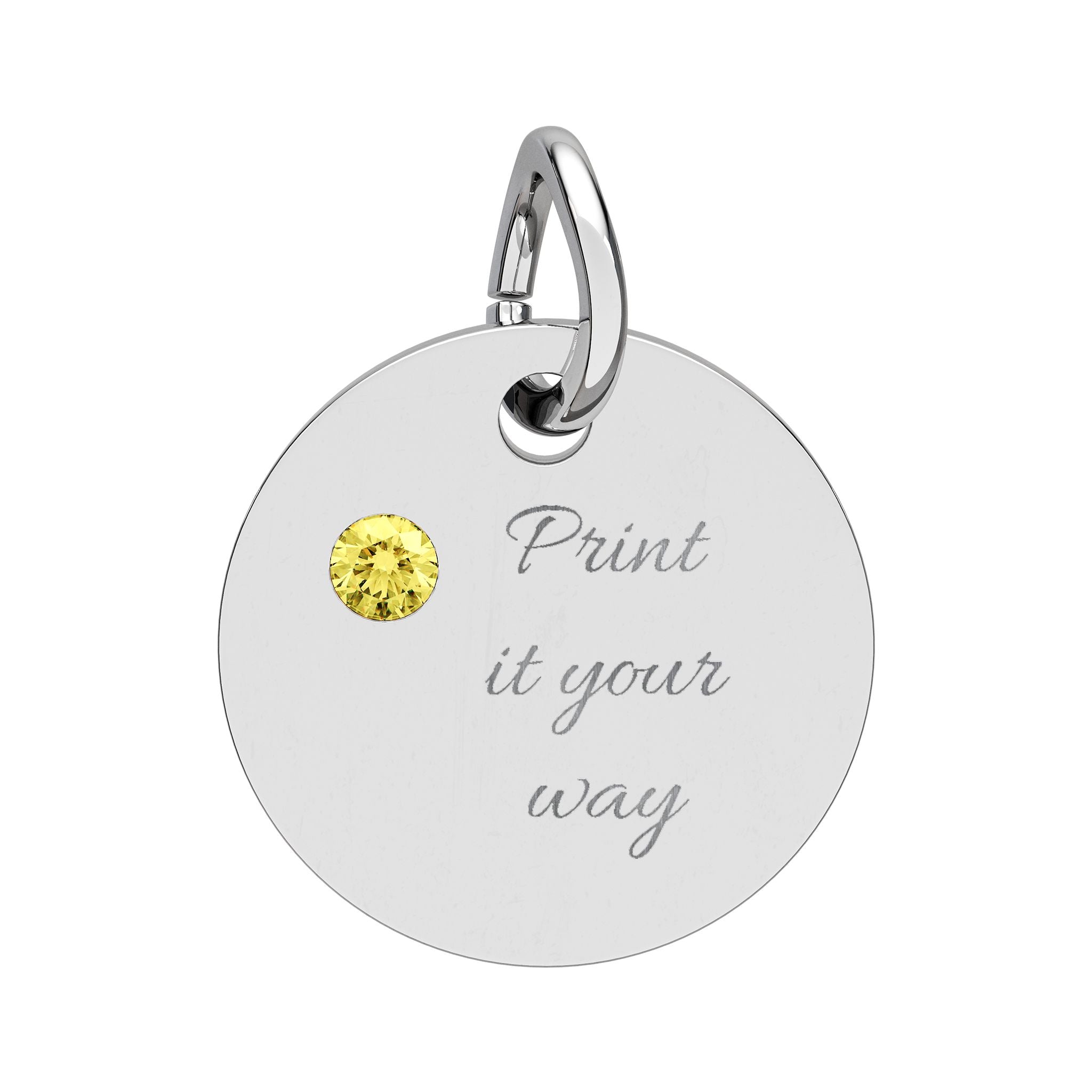 Birthstone Circle Charm (Engraving)