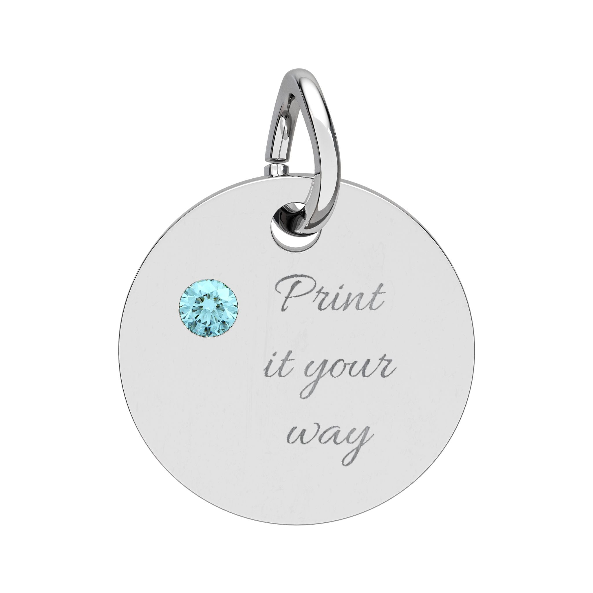 Birthstone Circle Charm (Engraving)