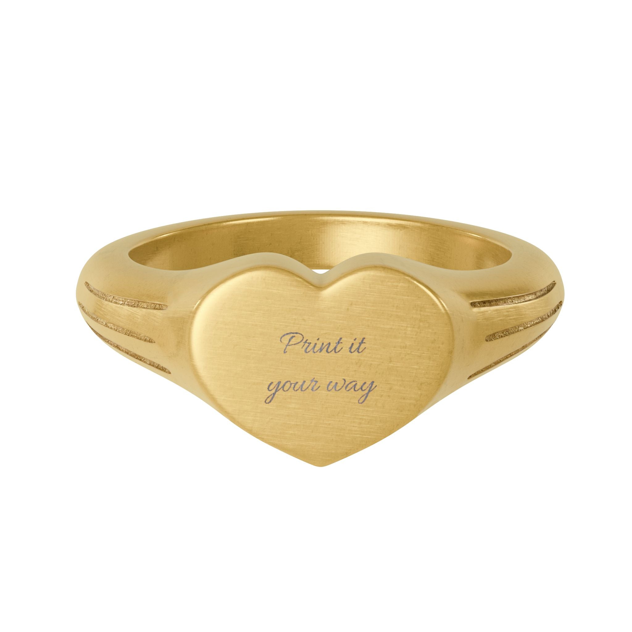 Stainless Steel Heart Signet Ring (Engraving)