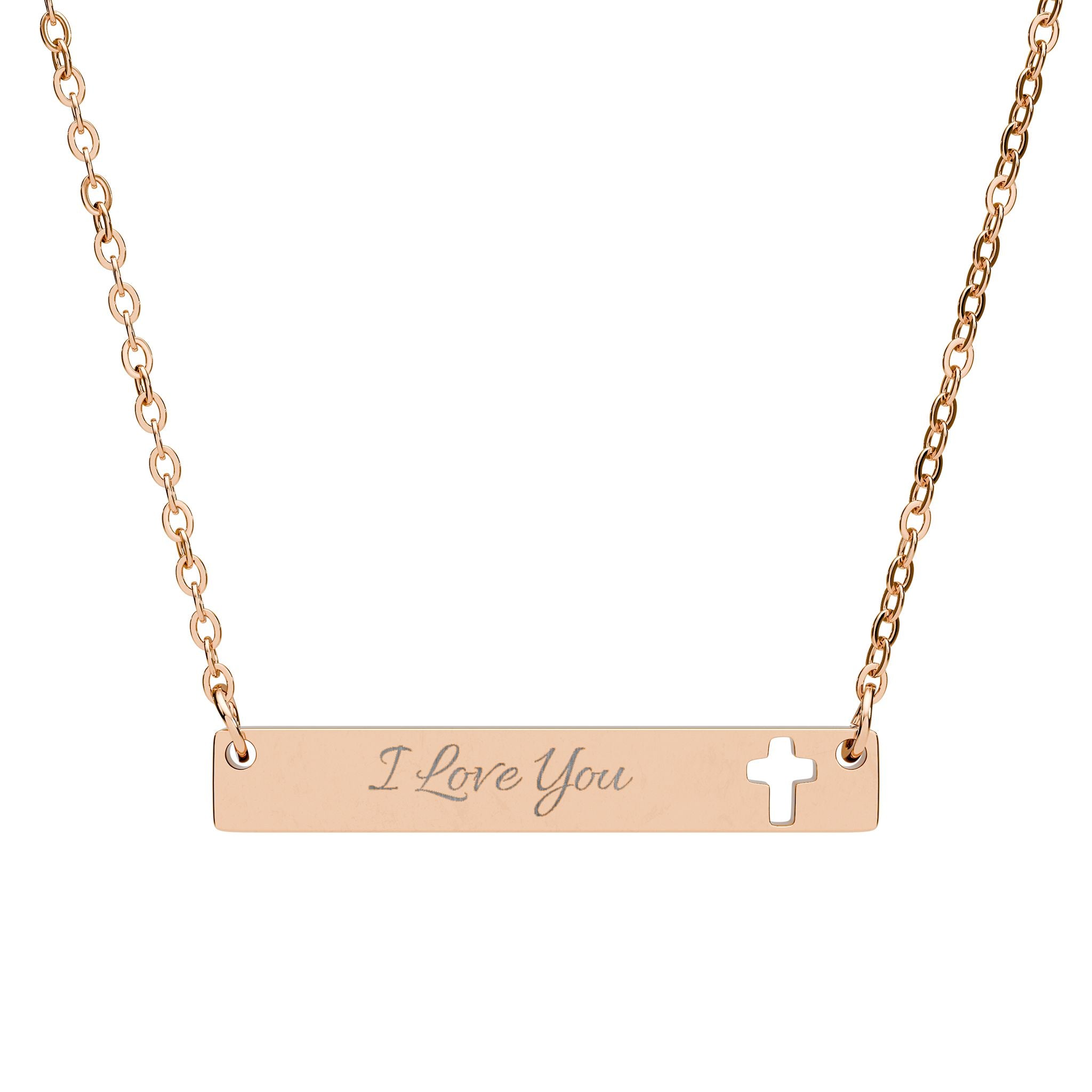 Personalized Cutout Cross Bar Necklace