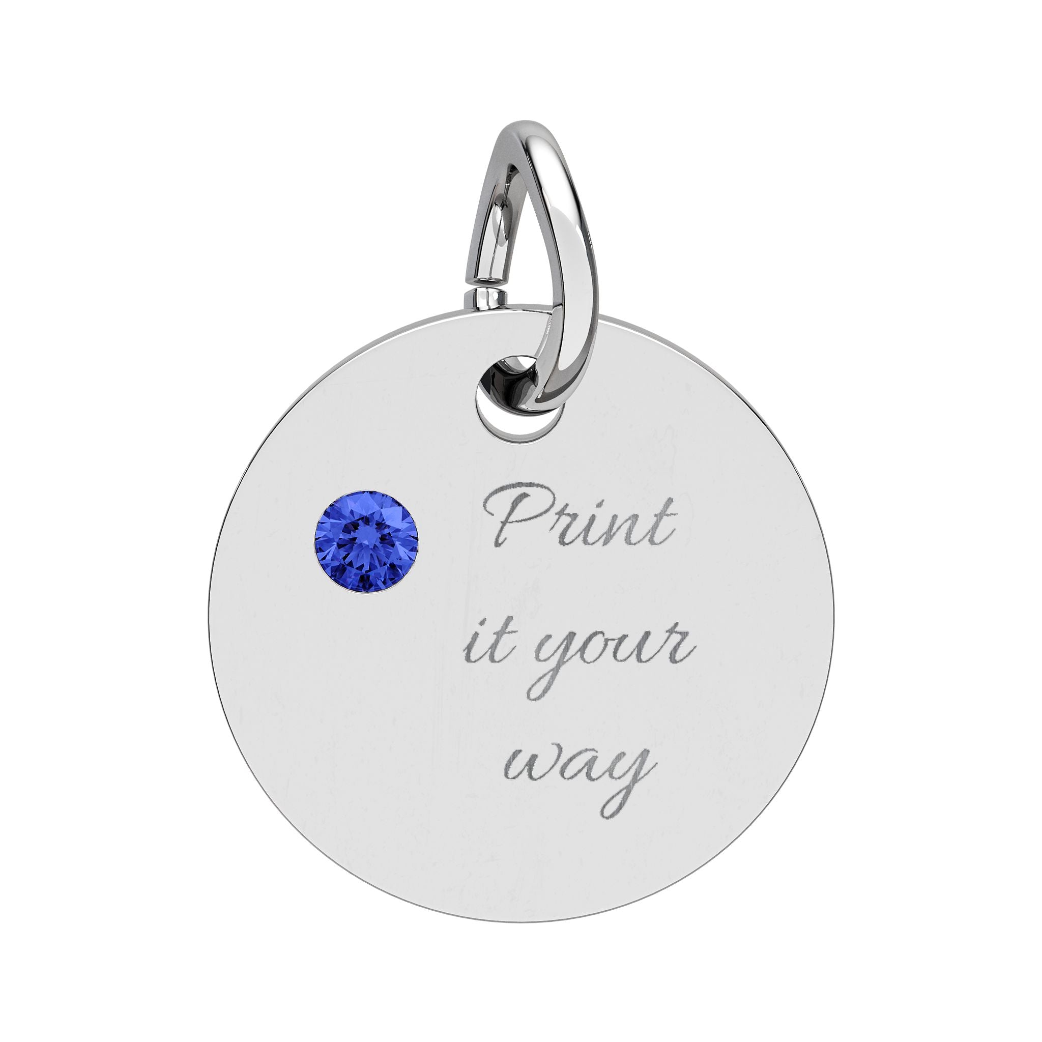 Birthstone Circle Charm (Engraving)
