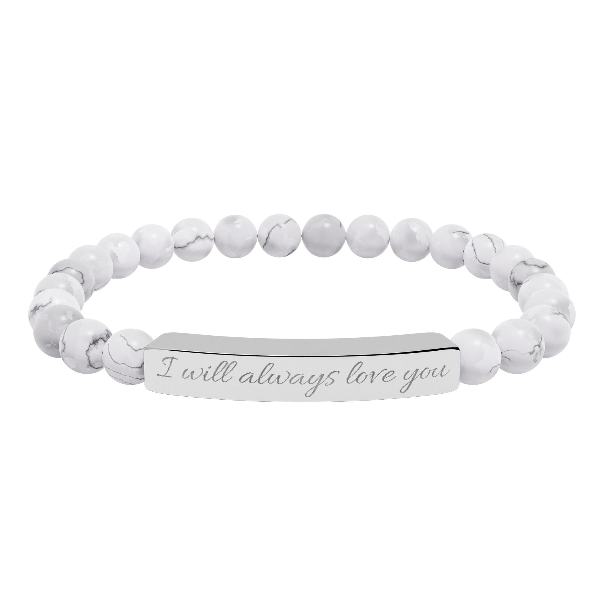 Natural Stone Stretch Bar Bracelet (Engraving)