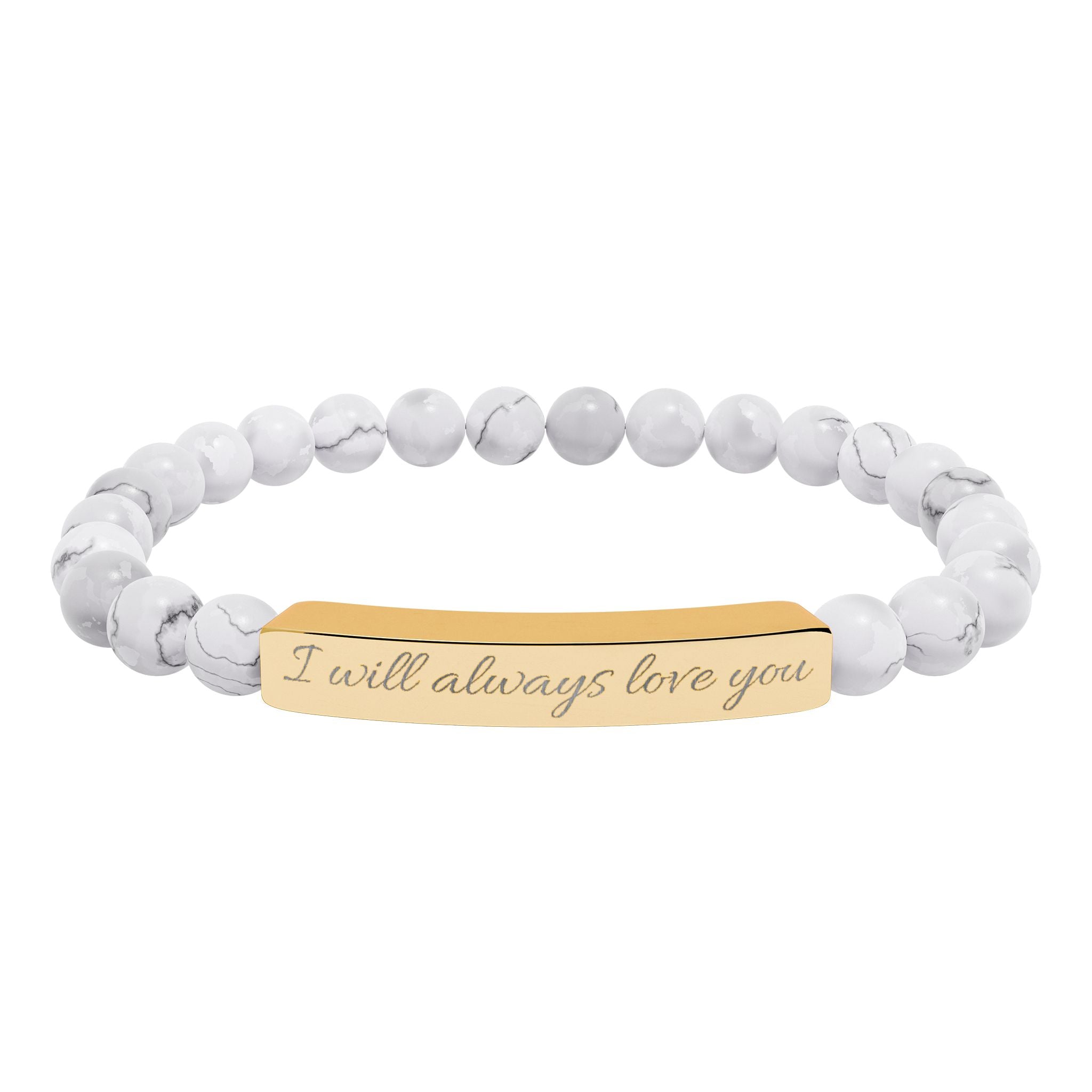 Natural Stone Stretch Bar Bracelet (Engraving)