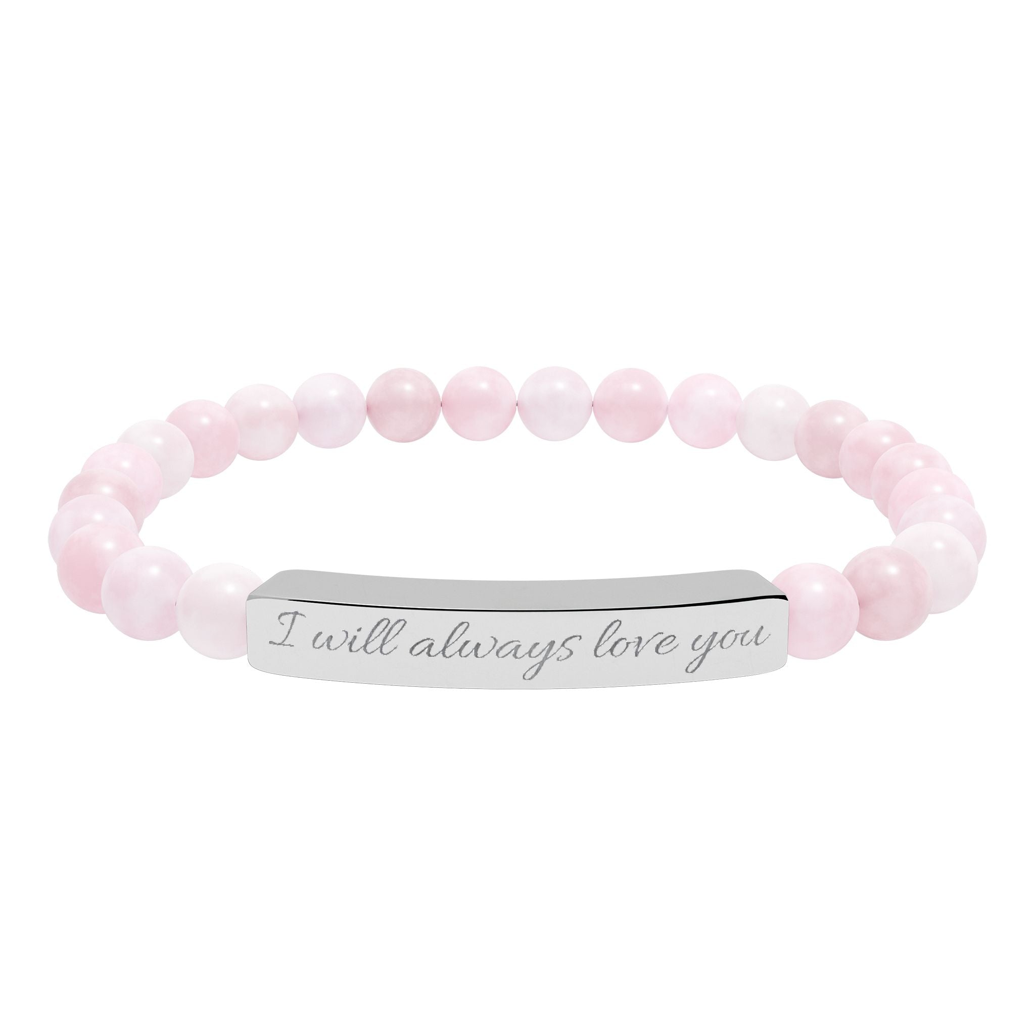 Natural Stone Stretch Bar Bracelet (Engraving)