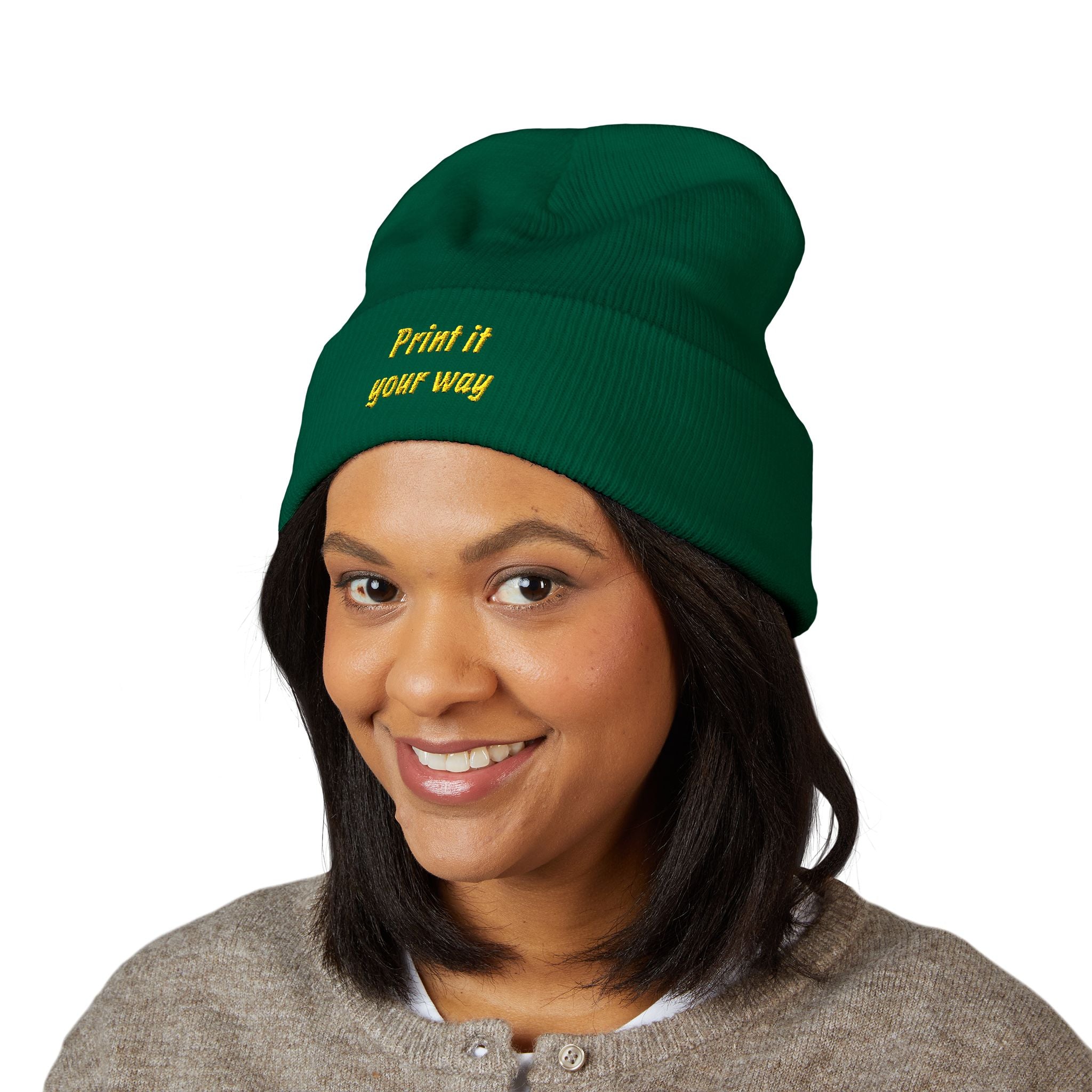 Personalizable Classic Cuffed Beanie — Embroidered Custom Knit Hat