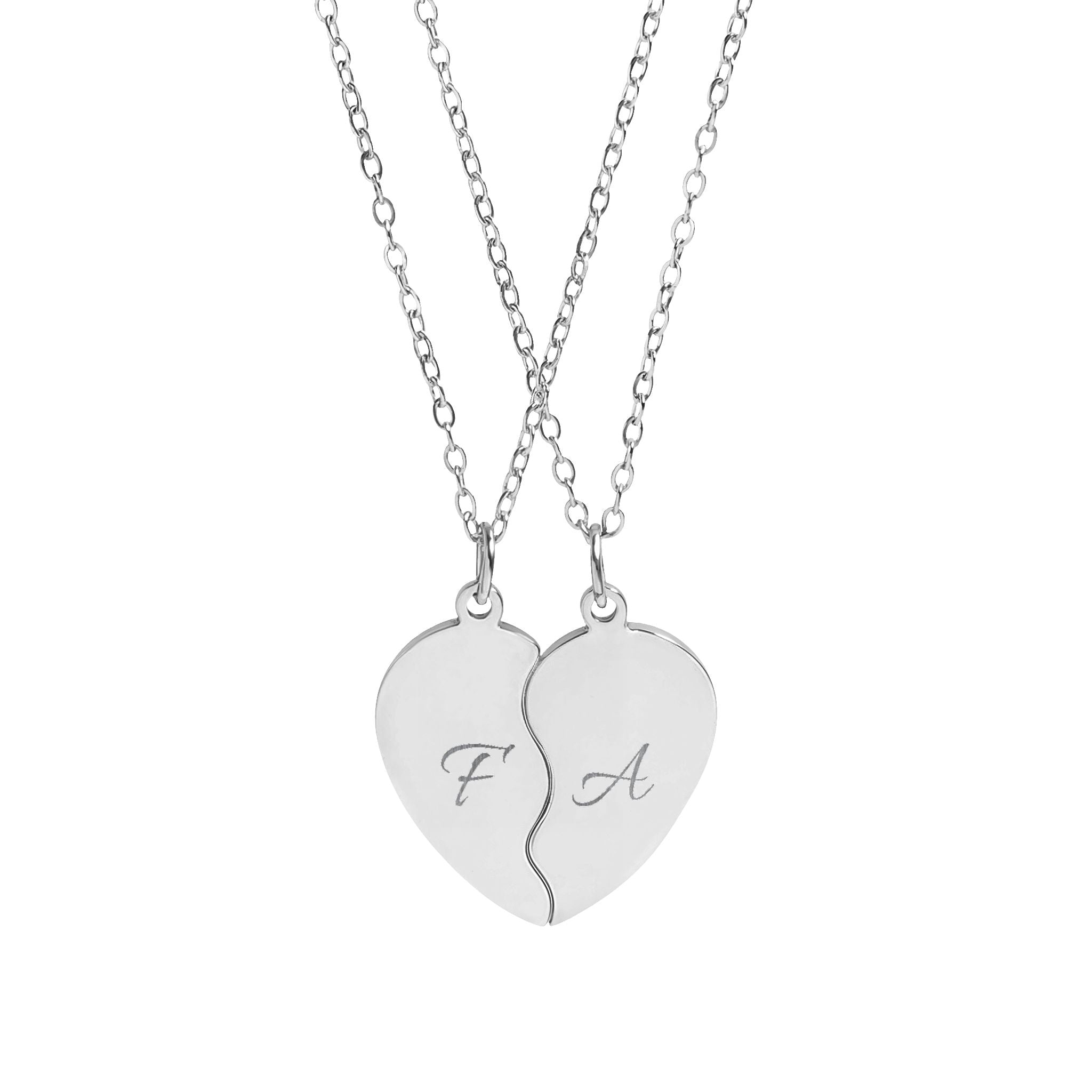 Personalized heart necklace set with engraving
