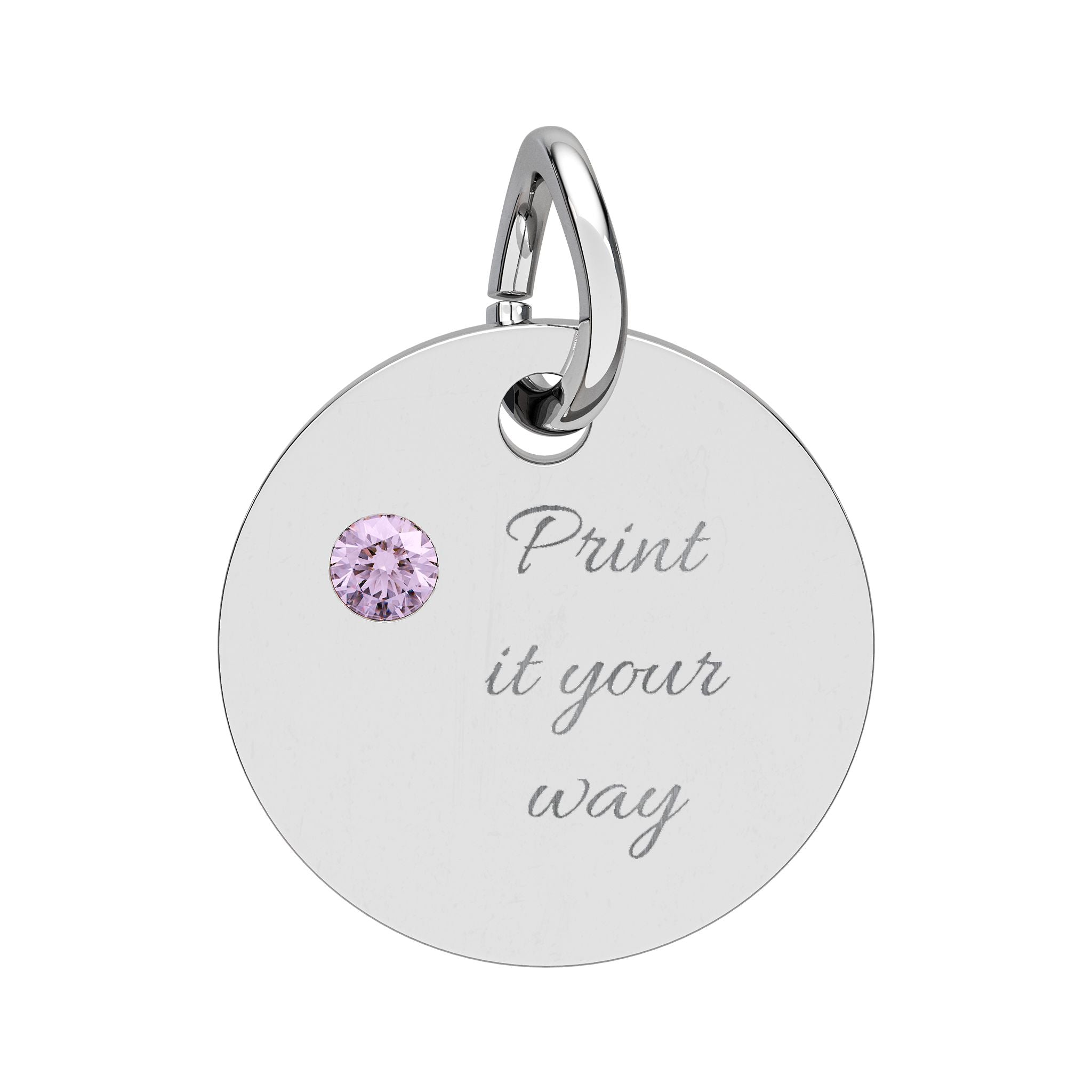 Birthstone Circle Charm (Engraving)