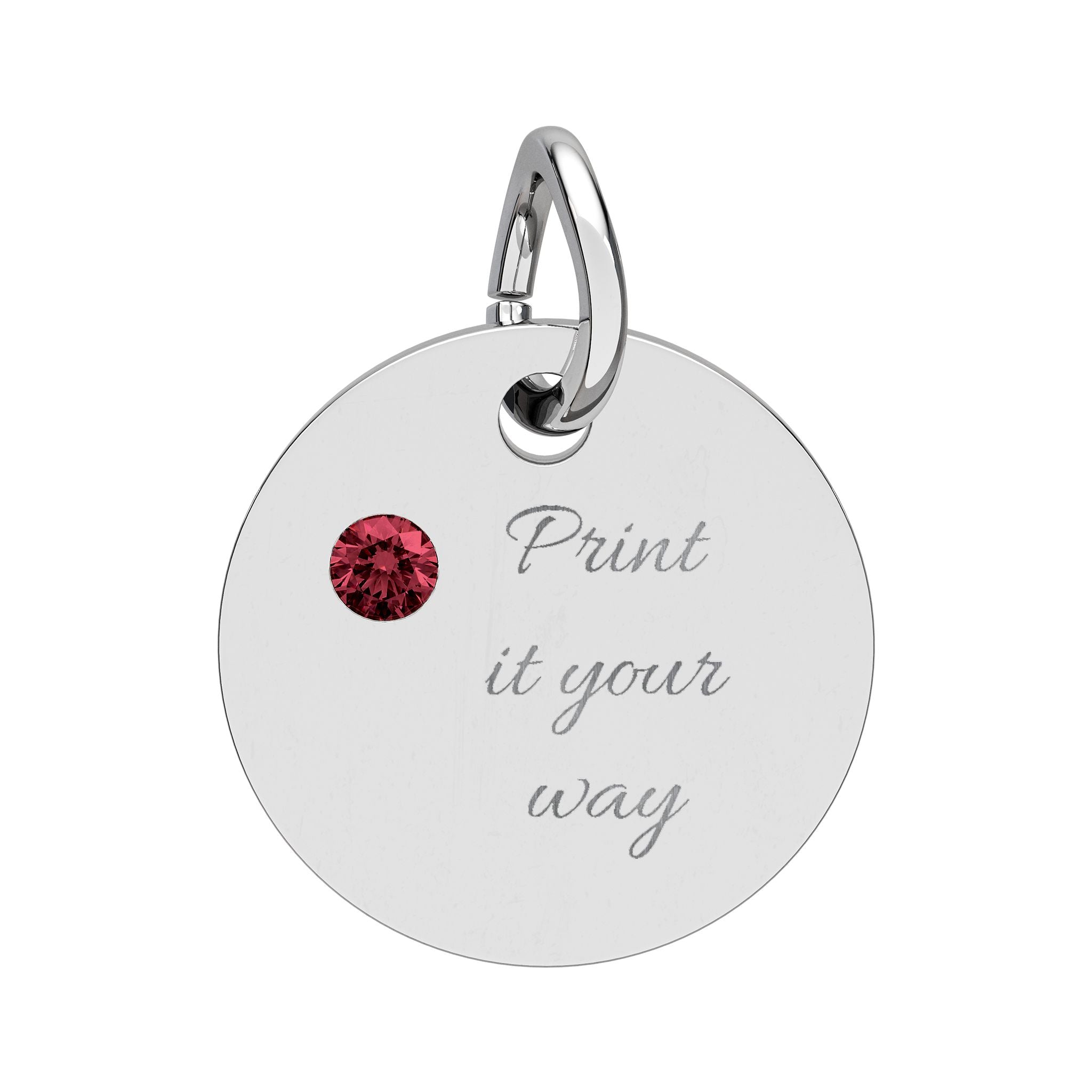 Birthstone Circle Charm (Engraving)