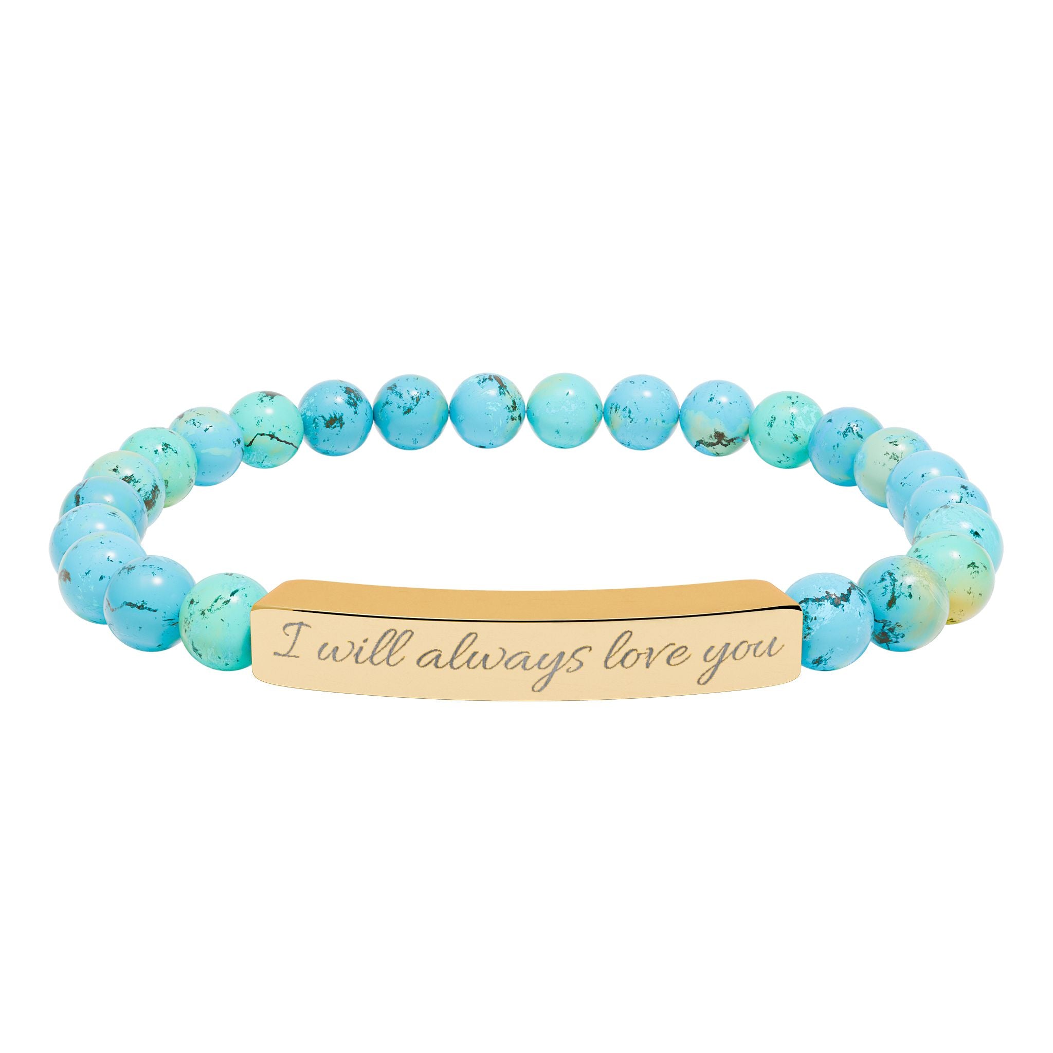 Natural Stone Stretch Bar Bracelet (Engraving)