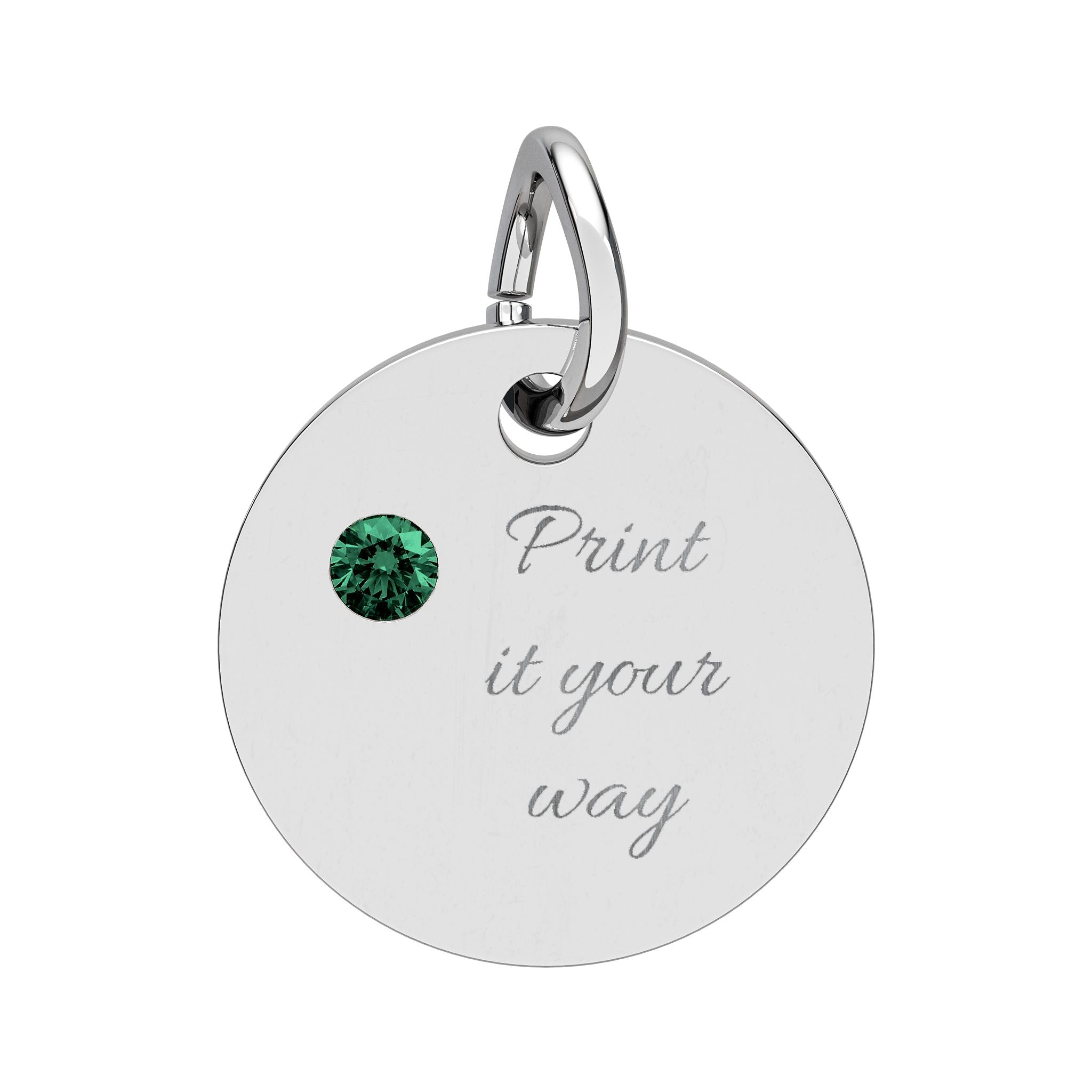 Birthstone Circle Charm (Engraving)