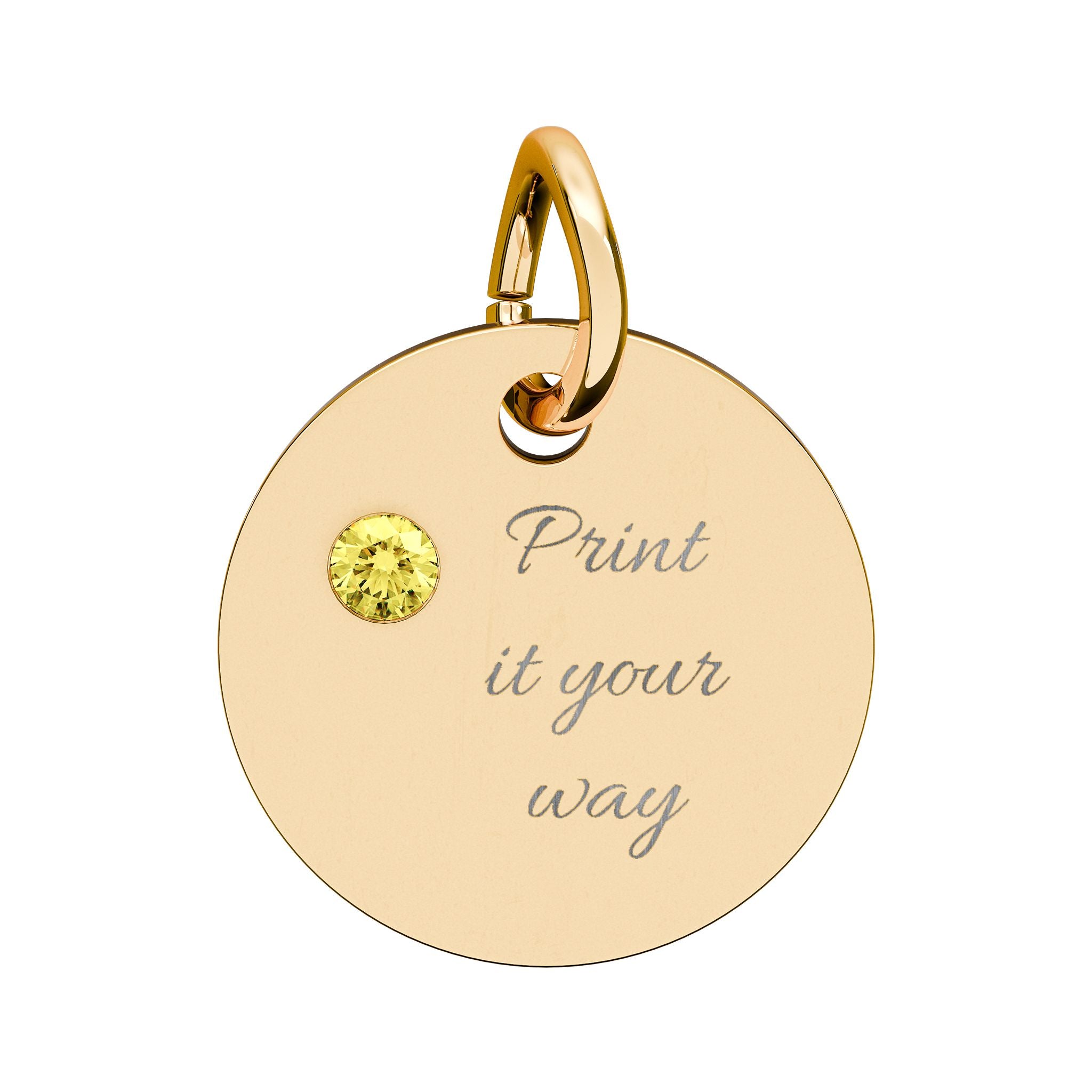 Birthstone Circle Charm (Engraving)