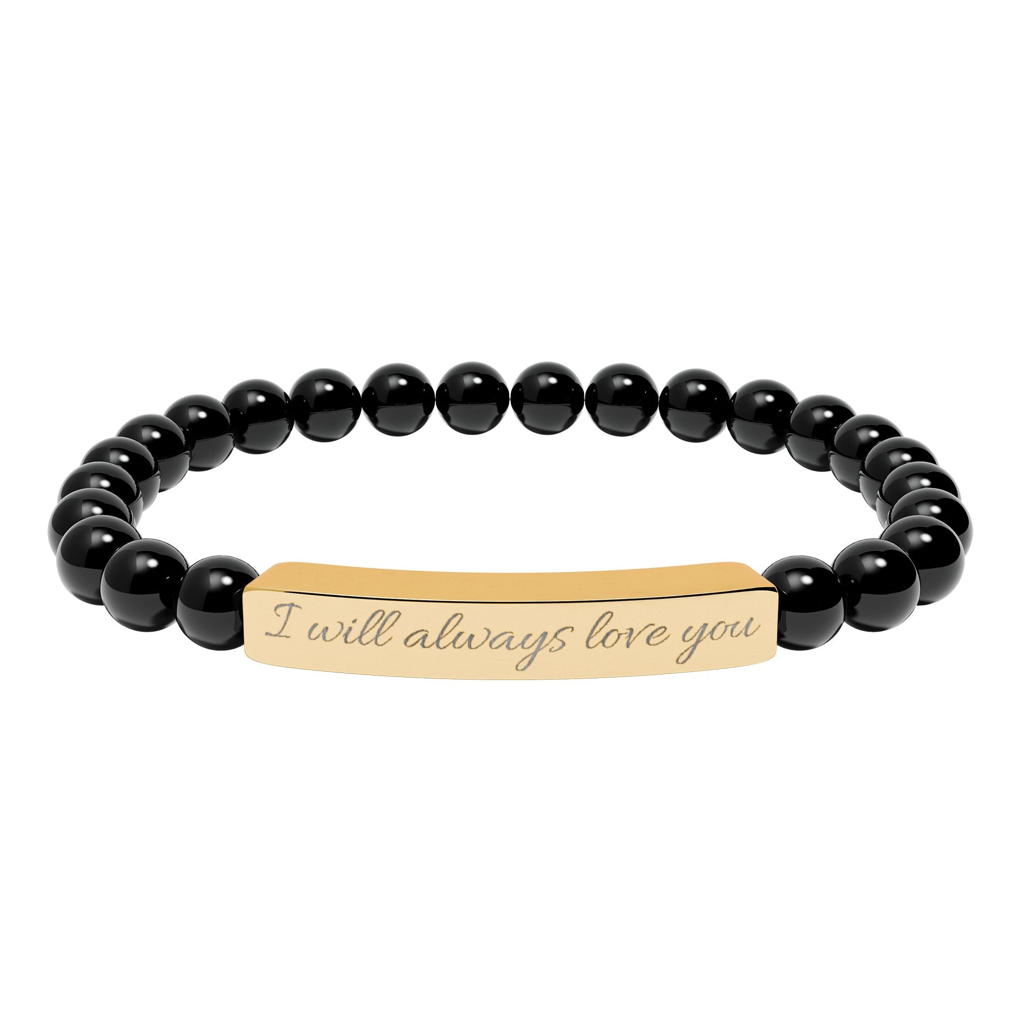Natural Stone Stretch Bar Bracelet (Engraving)